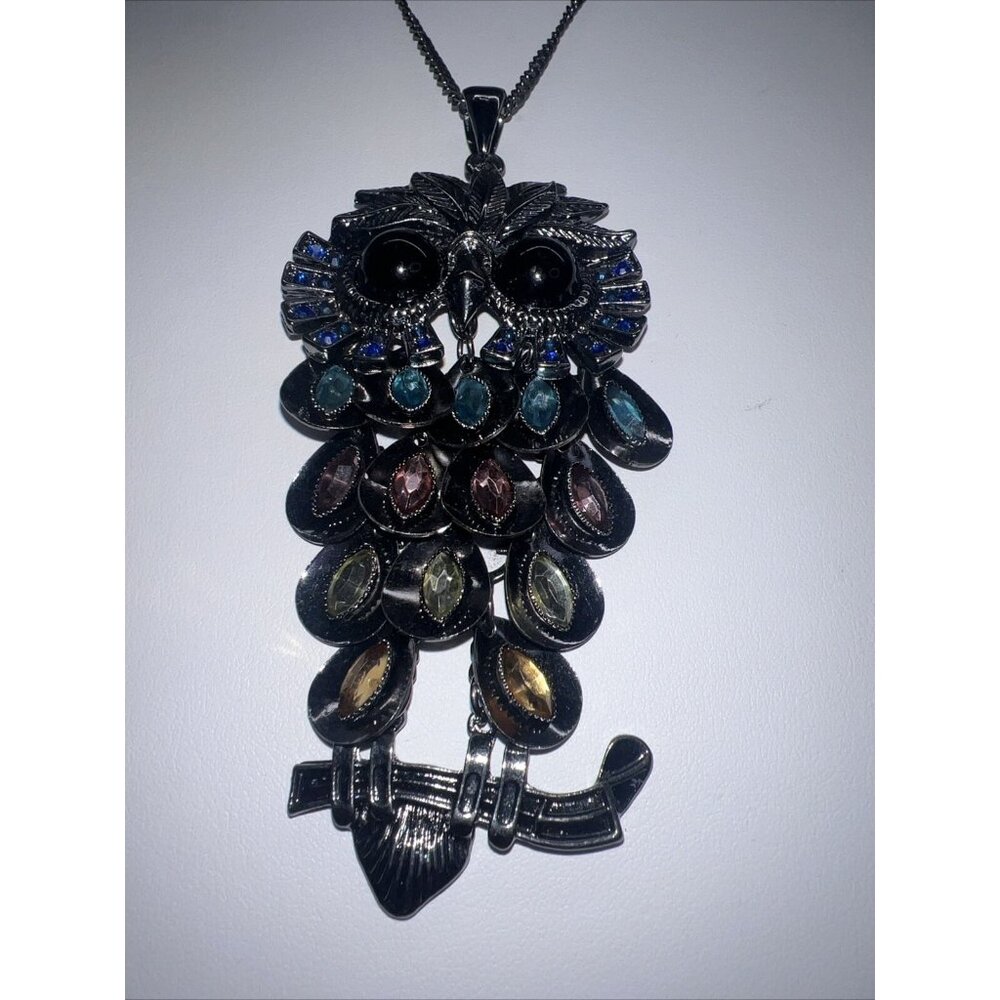 Off Park‎ Collection Owl Necklace  Multicolor Rhinestone Lucky Bird